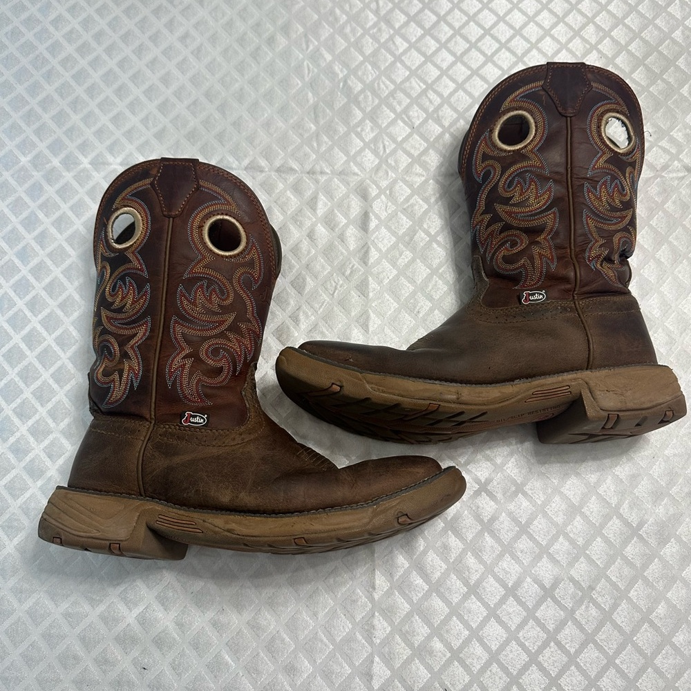 Justin Men’s 8.5EE Leather Western Pull-On Boots